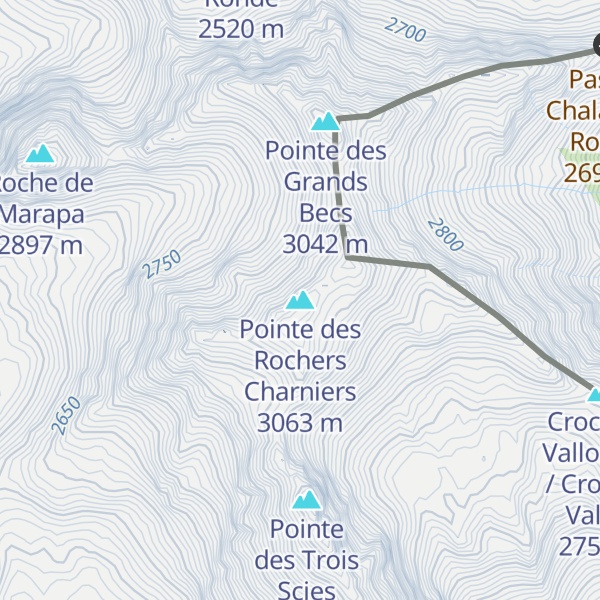 Map of Pointe des Rochers Charniers