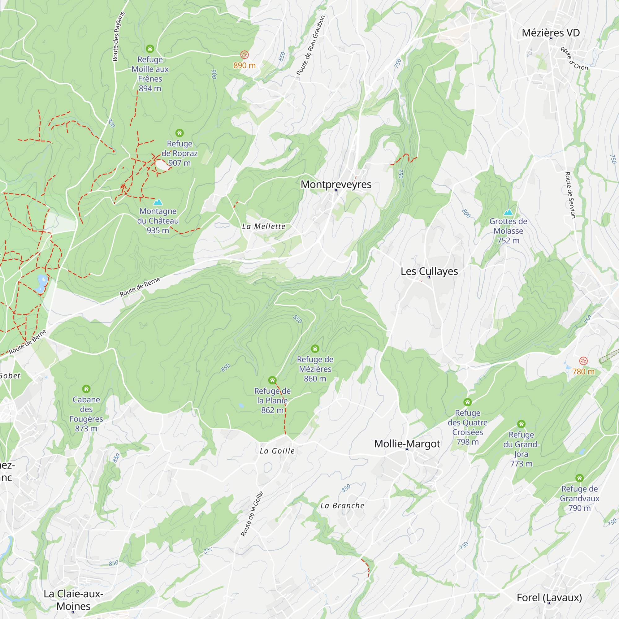 Refuge de Carrouge (Grand-Jorat) map