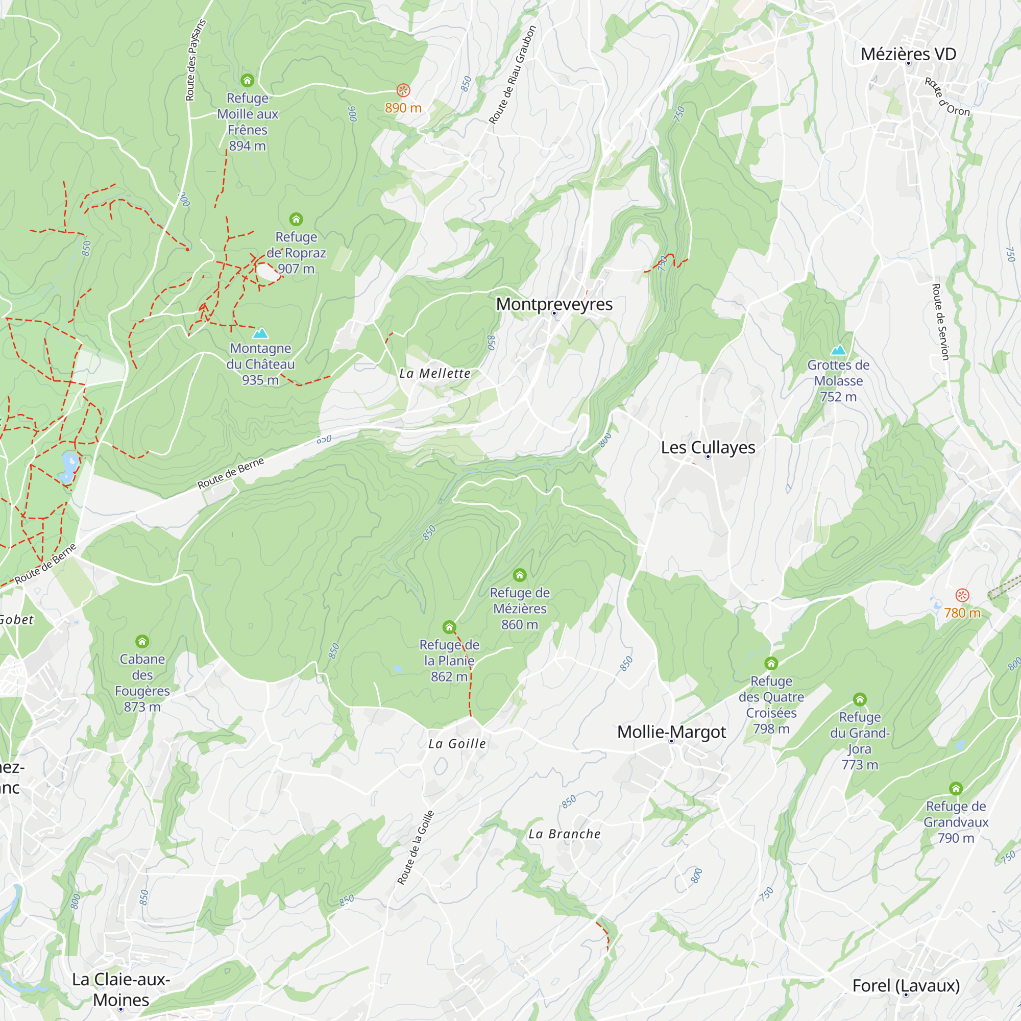 Refuge de Carrouge (Grand-Jorat) map