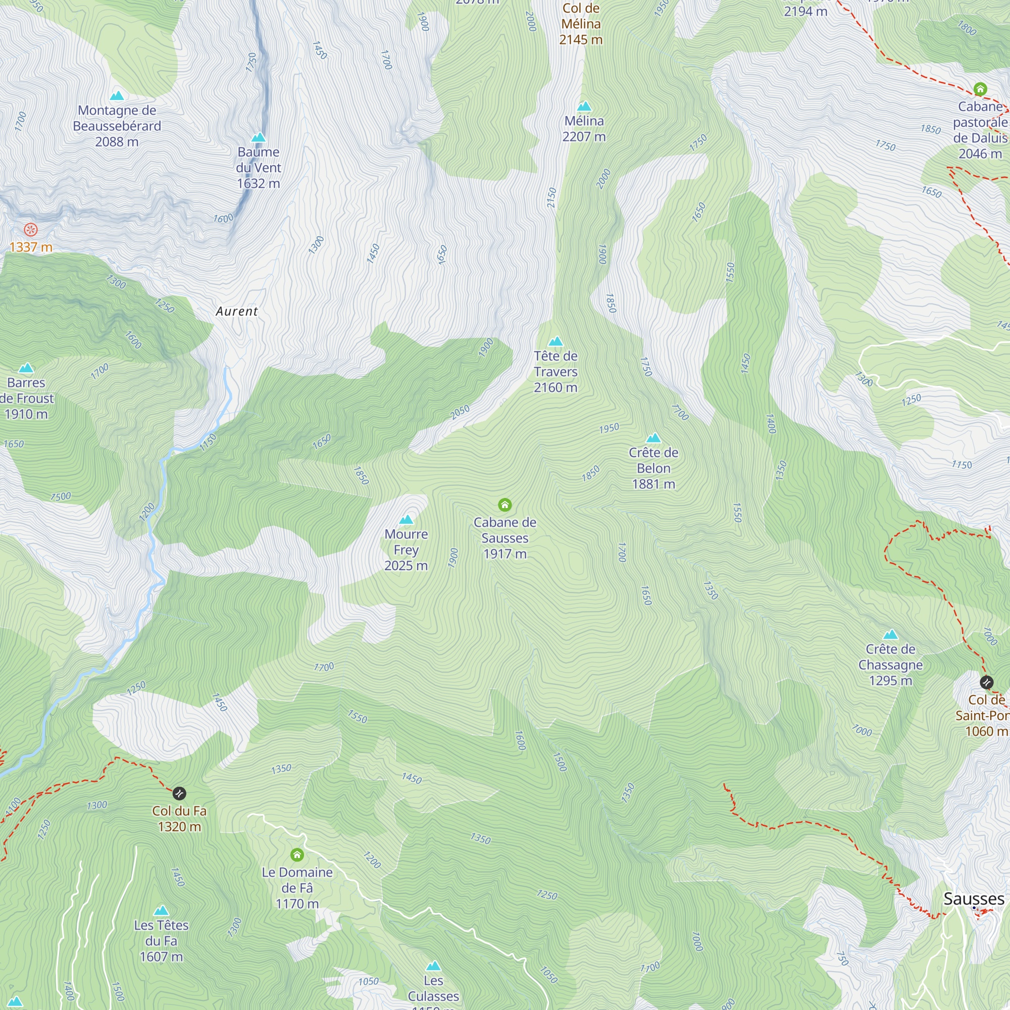 Cabane de Sausses map