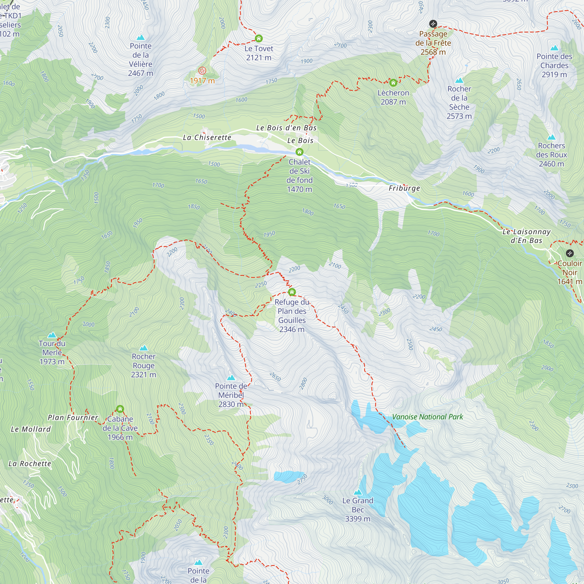 Refuge du Plan des Gouilles map