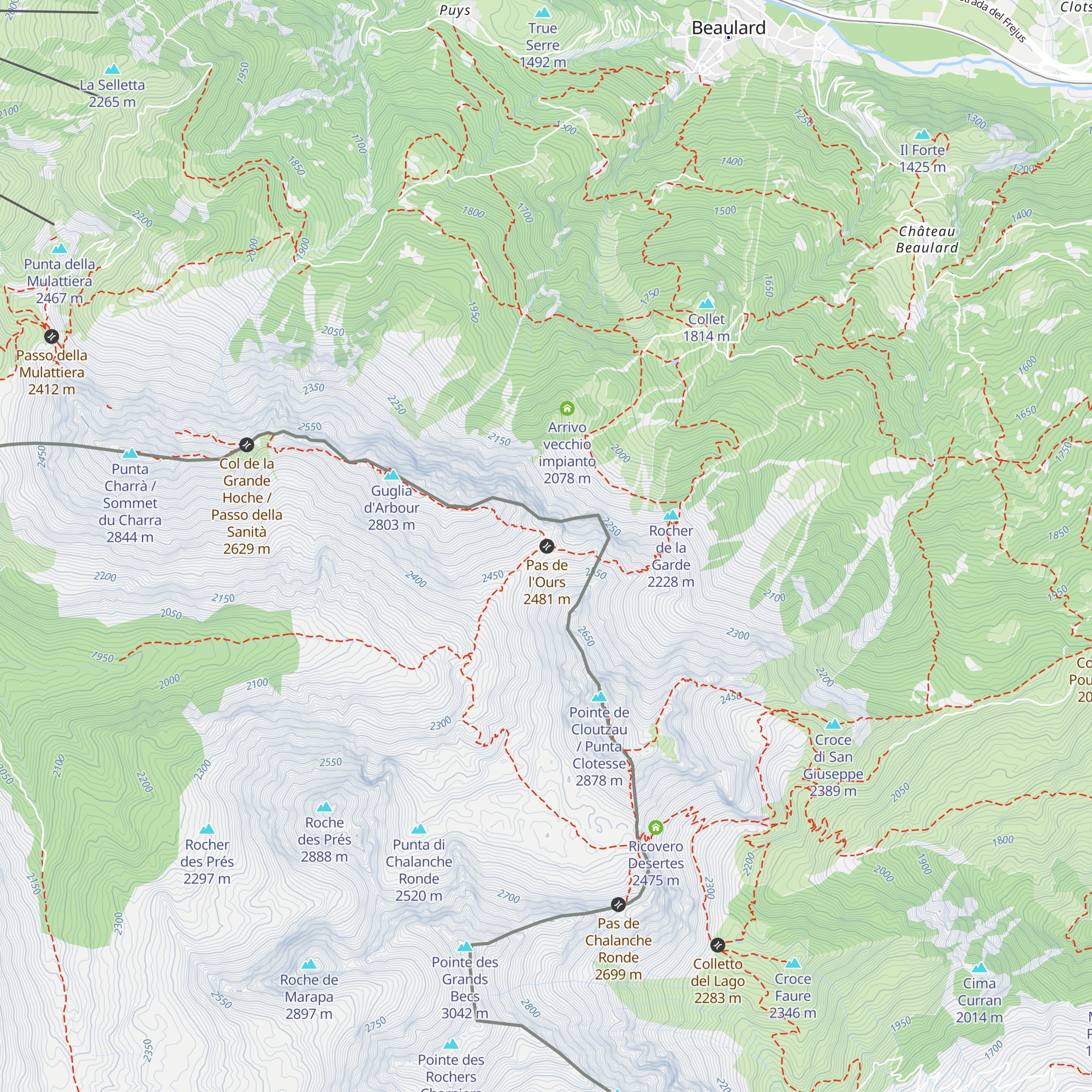 Bivouac Ugo Blanchetti map