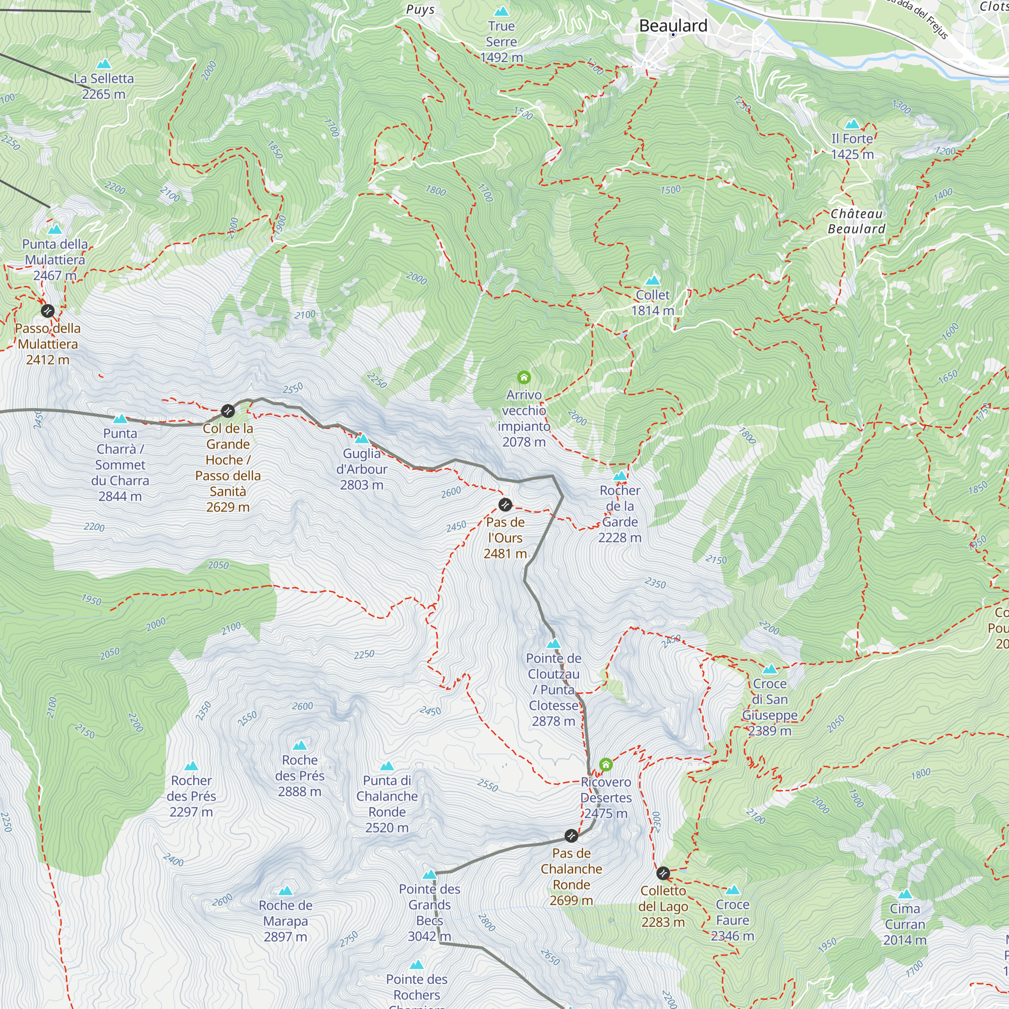 Bivouac Ugo Blanchetti map
