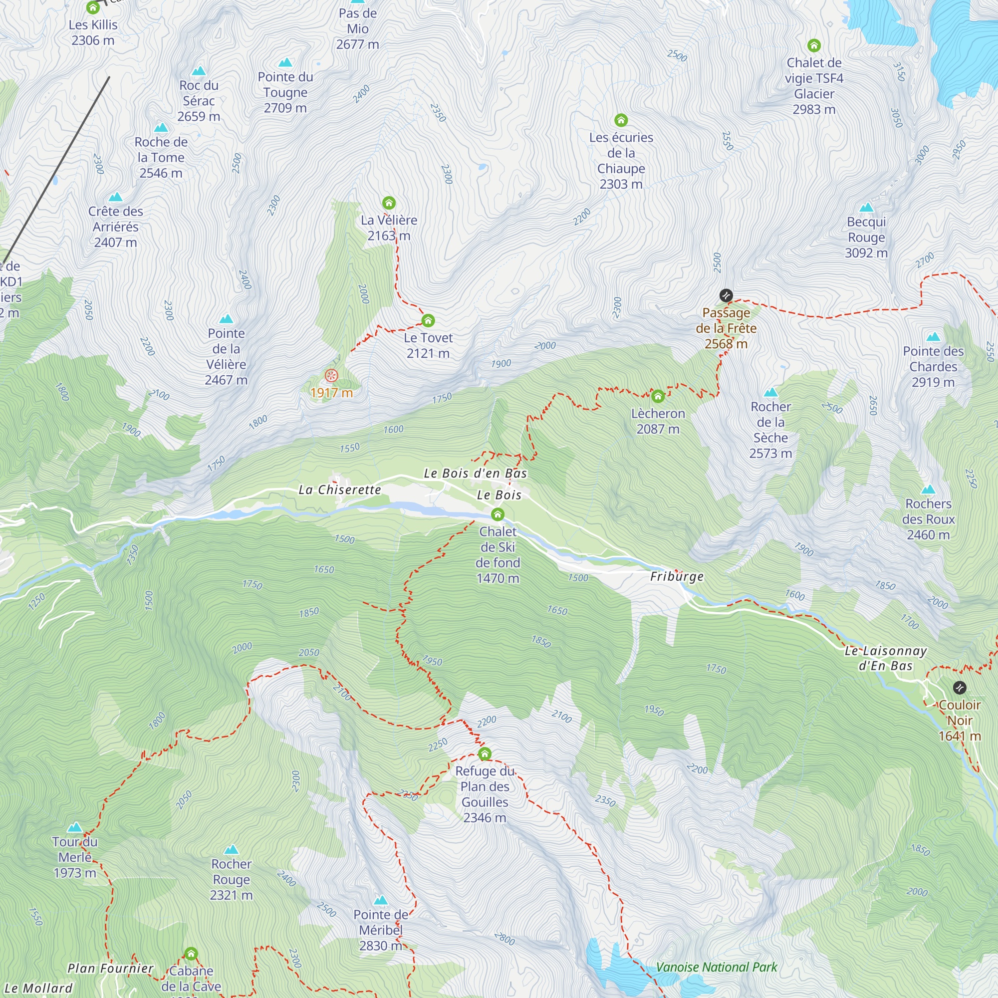 Refuge du Bois map