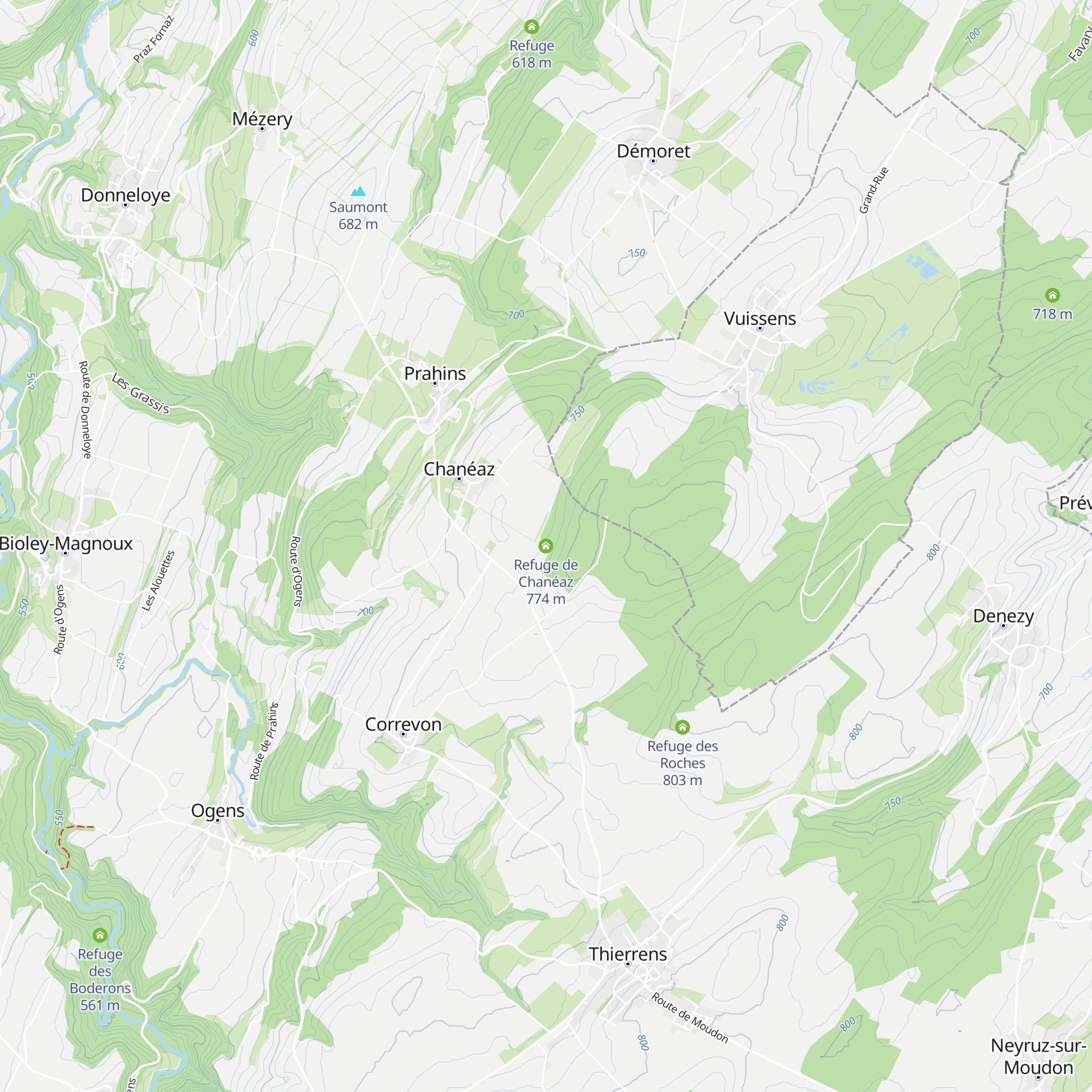 Refuge de Chanéaz map