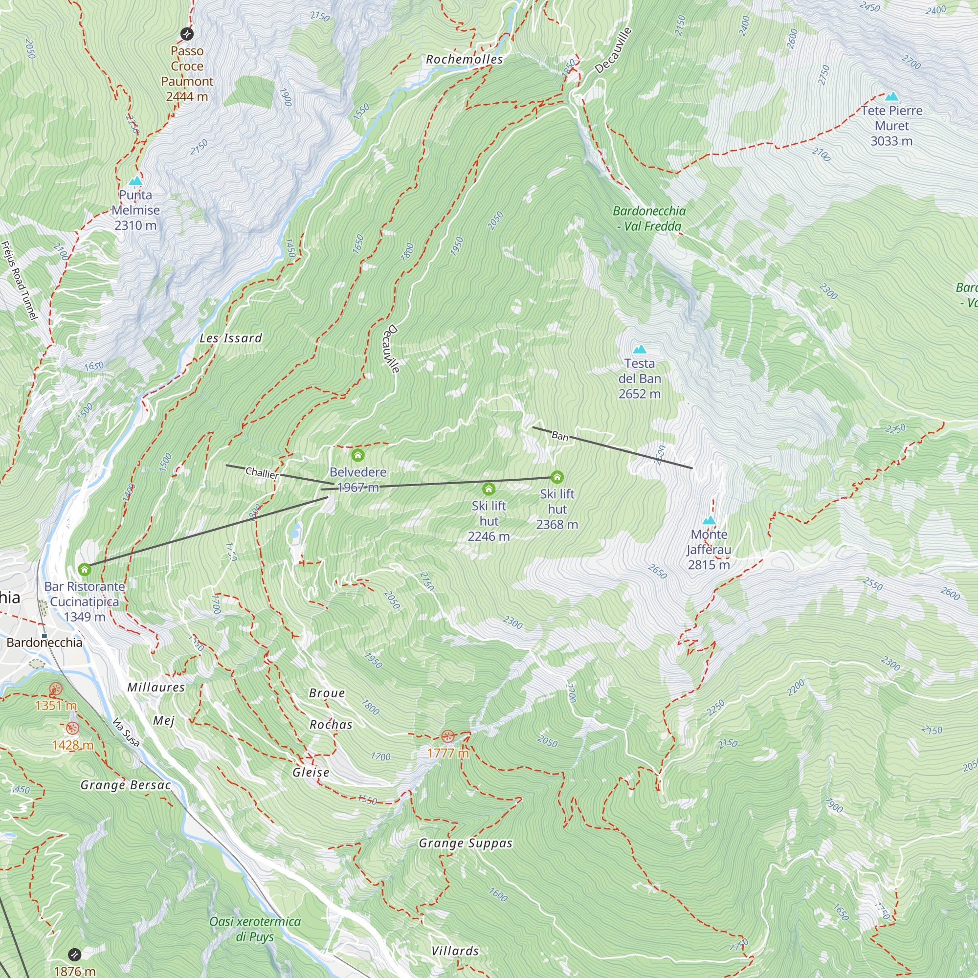 Ski lift hut map