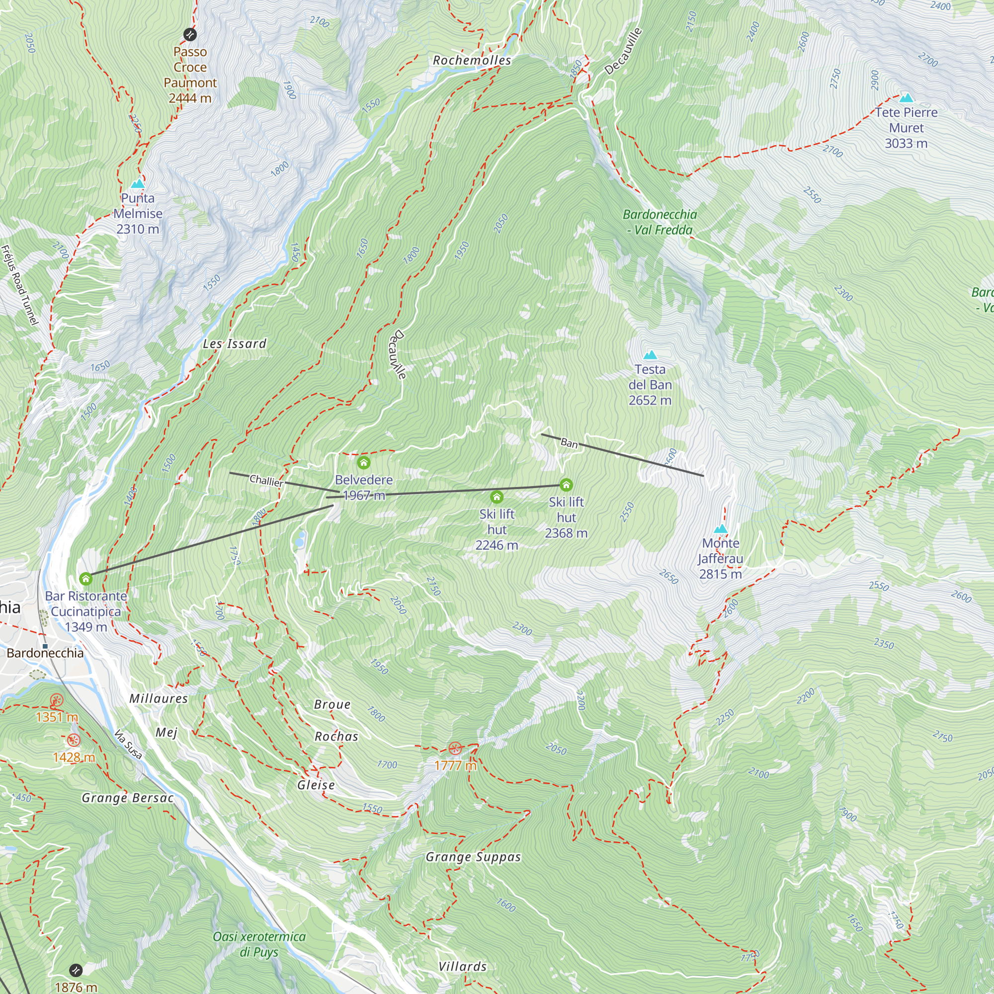 Ski lift hut map