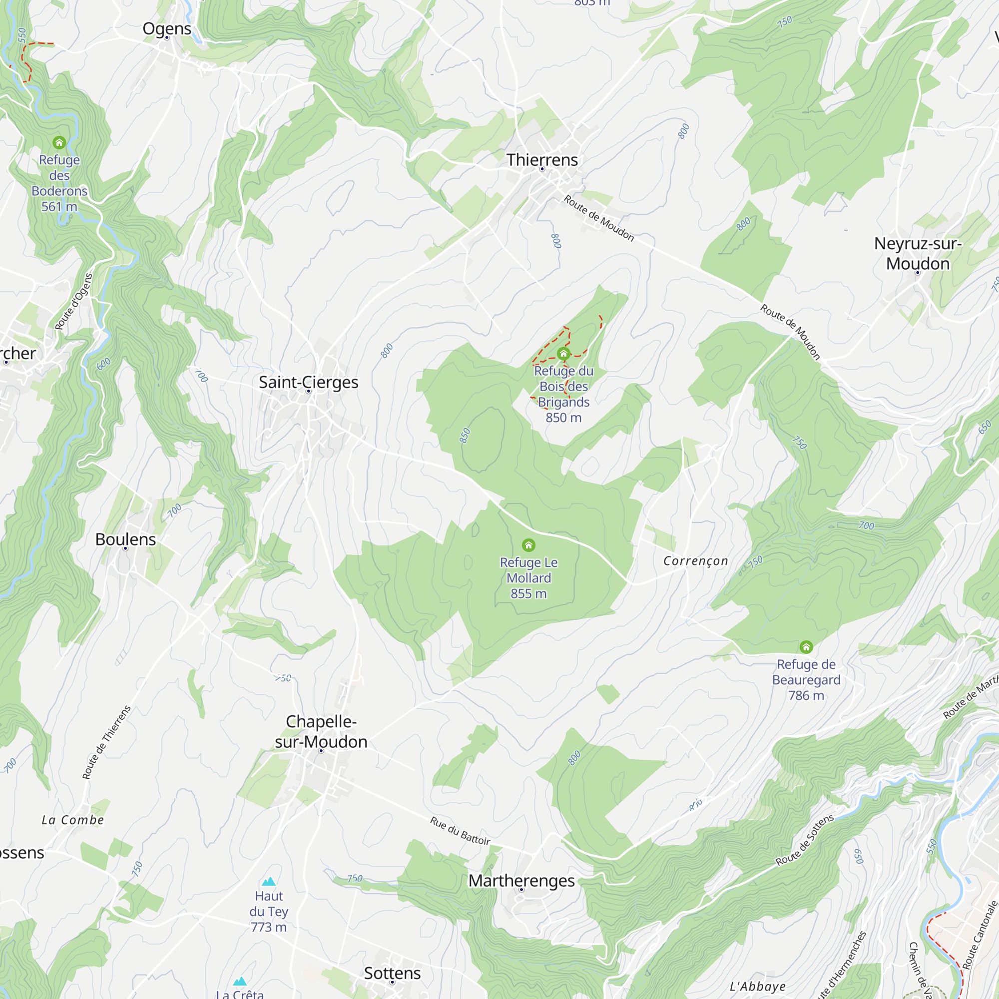 Refuge de Vusery map
