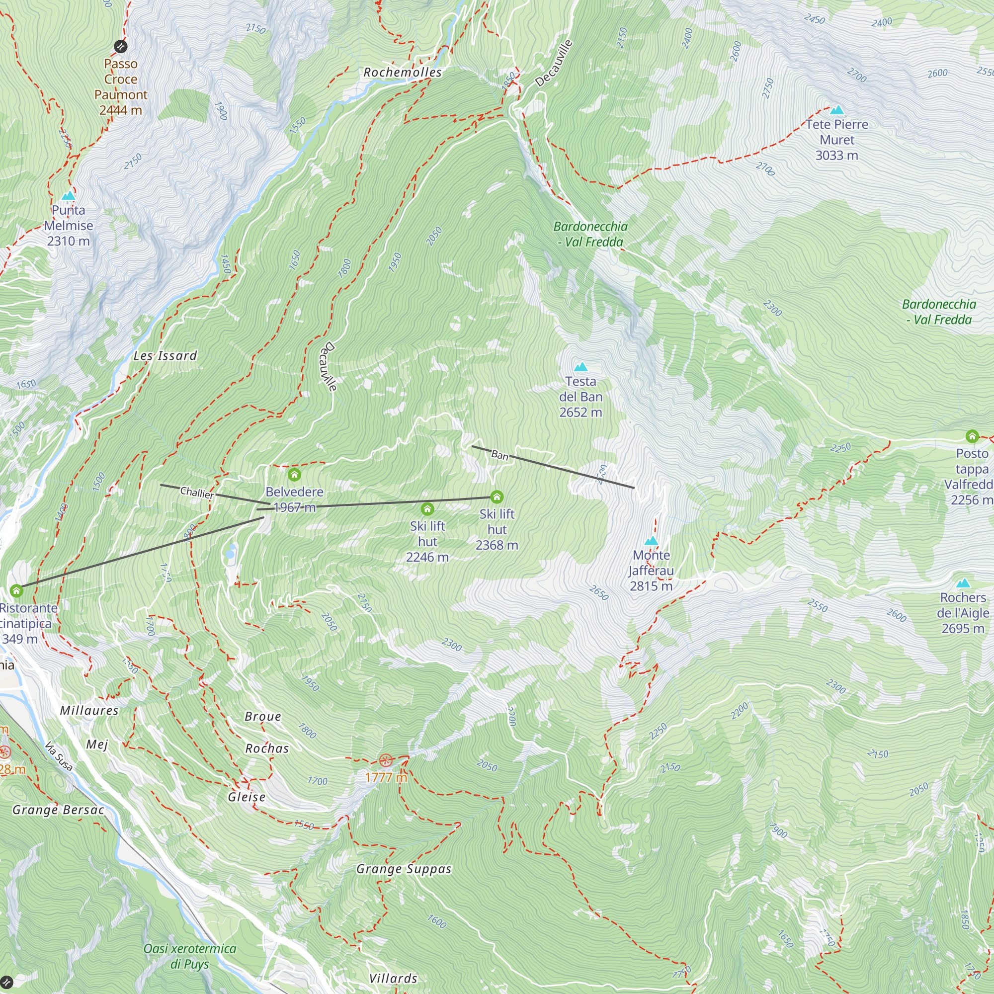 Ski lift hut map