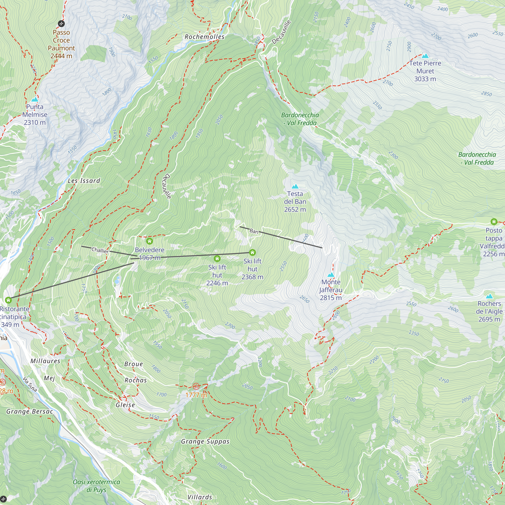 Ski lift hut map