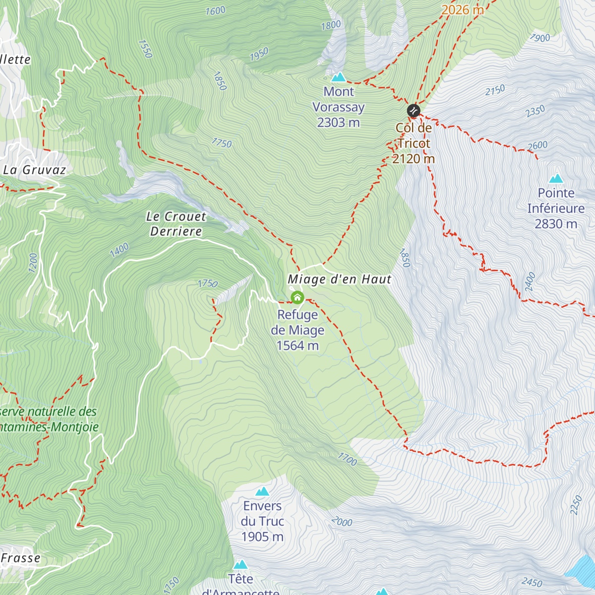 Refuge de Miage map