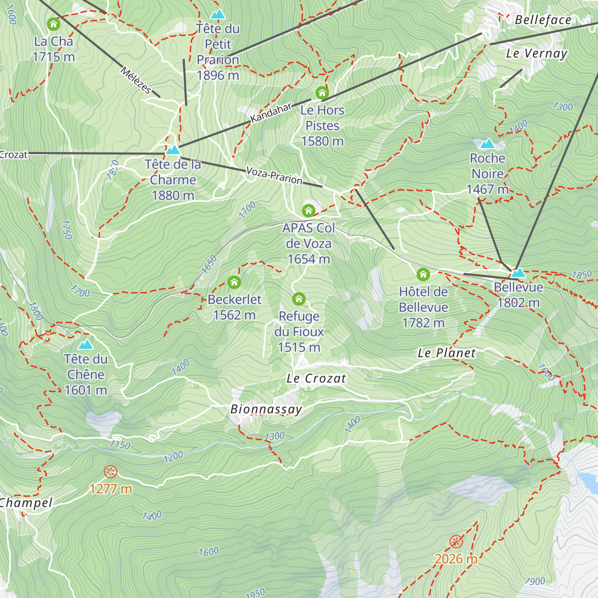Refuge du Fioux map