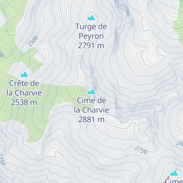 Map of Cime de la Charvie