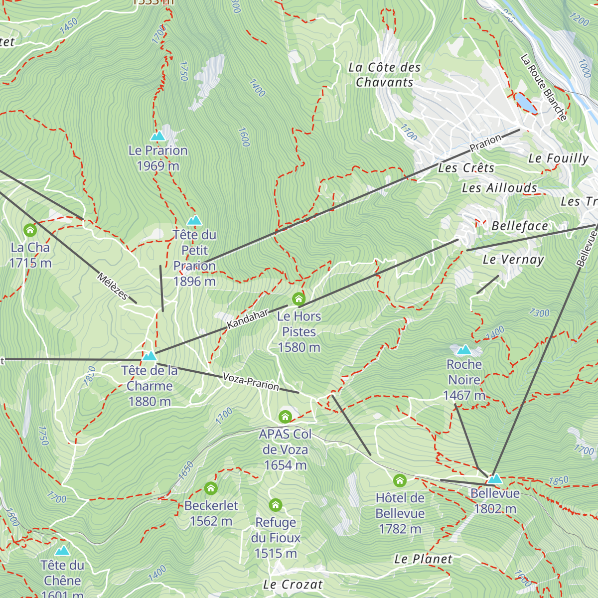 Le Hors Pistes map