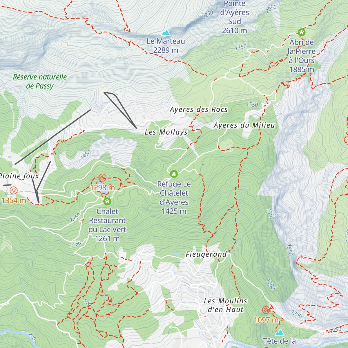 Refuge Le Châtelet d'Ayères map