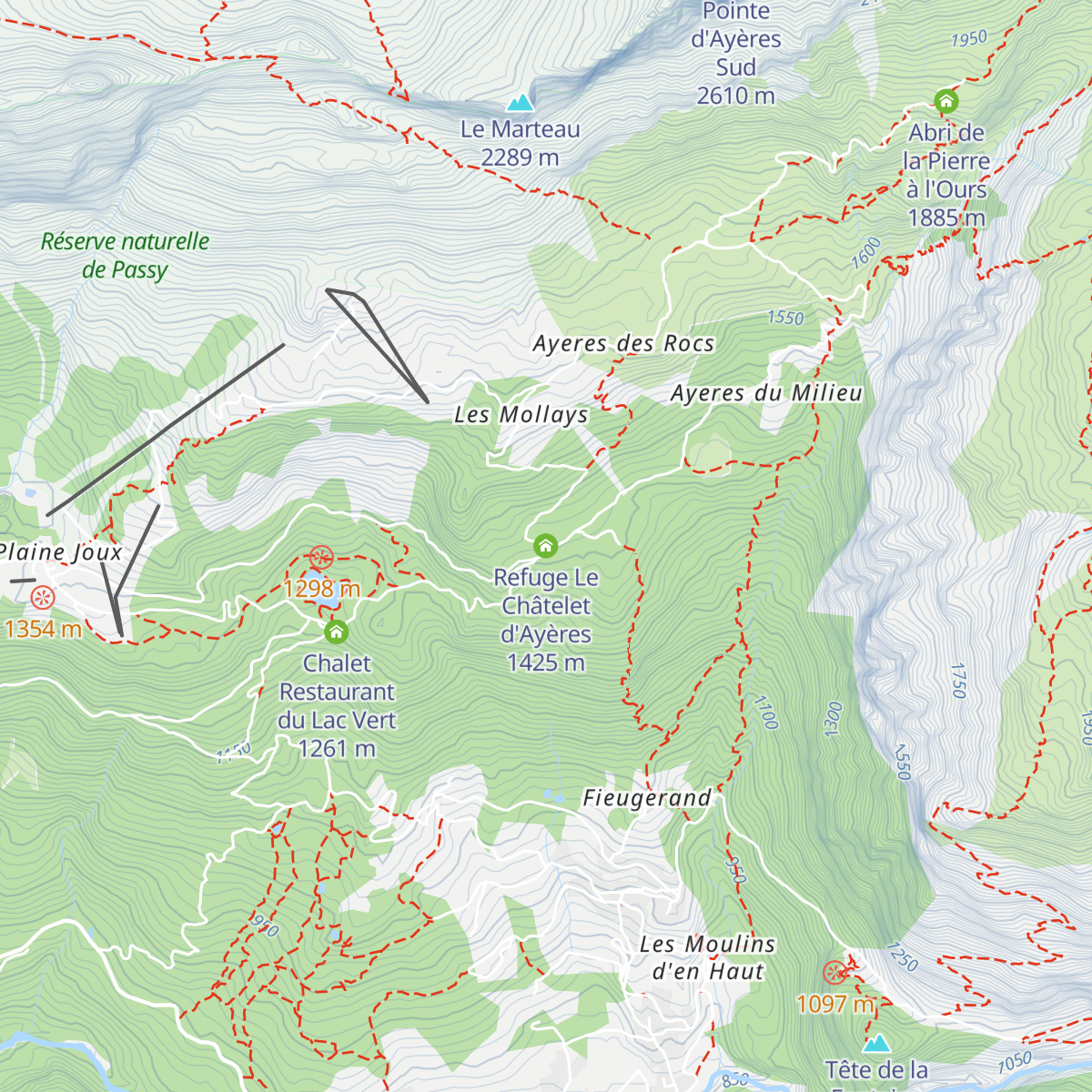 Refuge Le Châtelet d'Ayères map