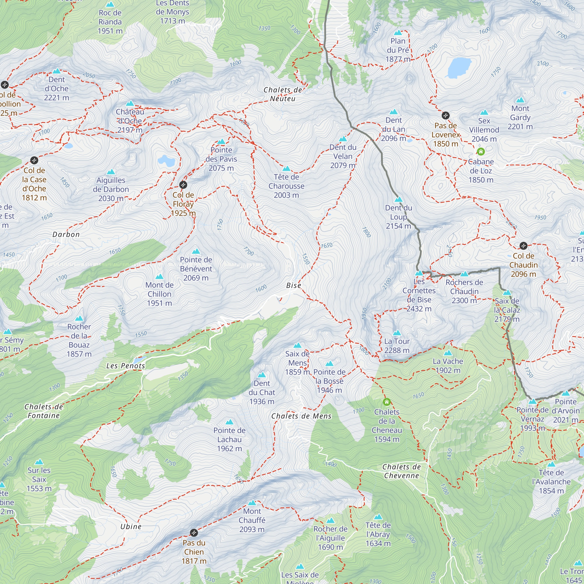 Refuge de Bise map