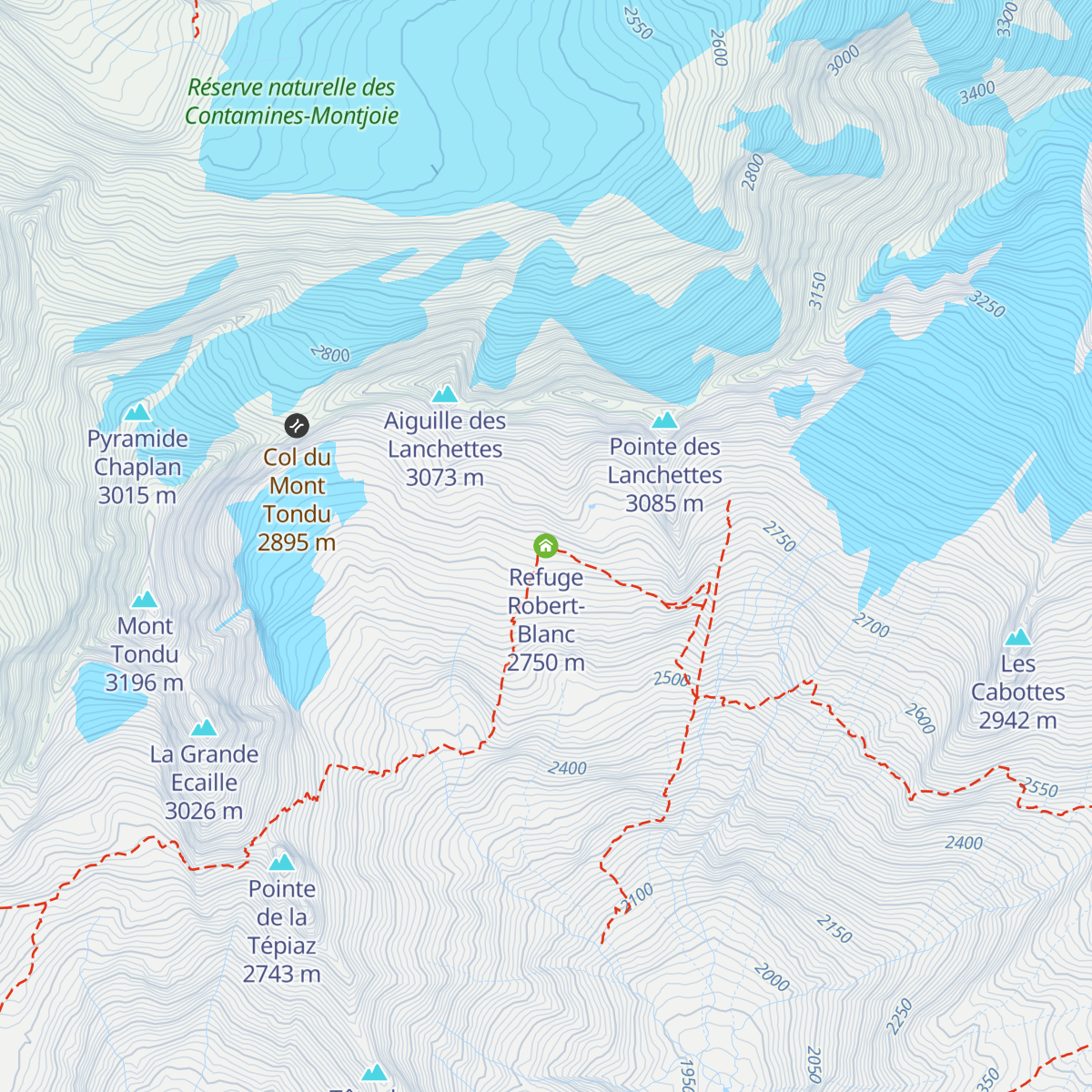 Refuge Robert-Blanc map