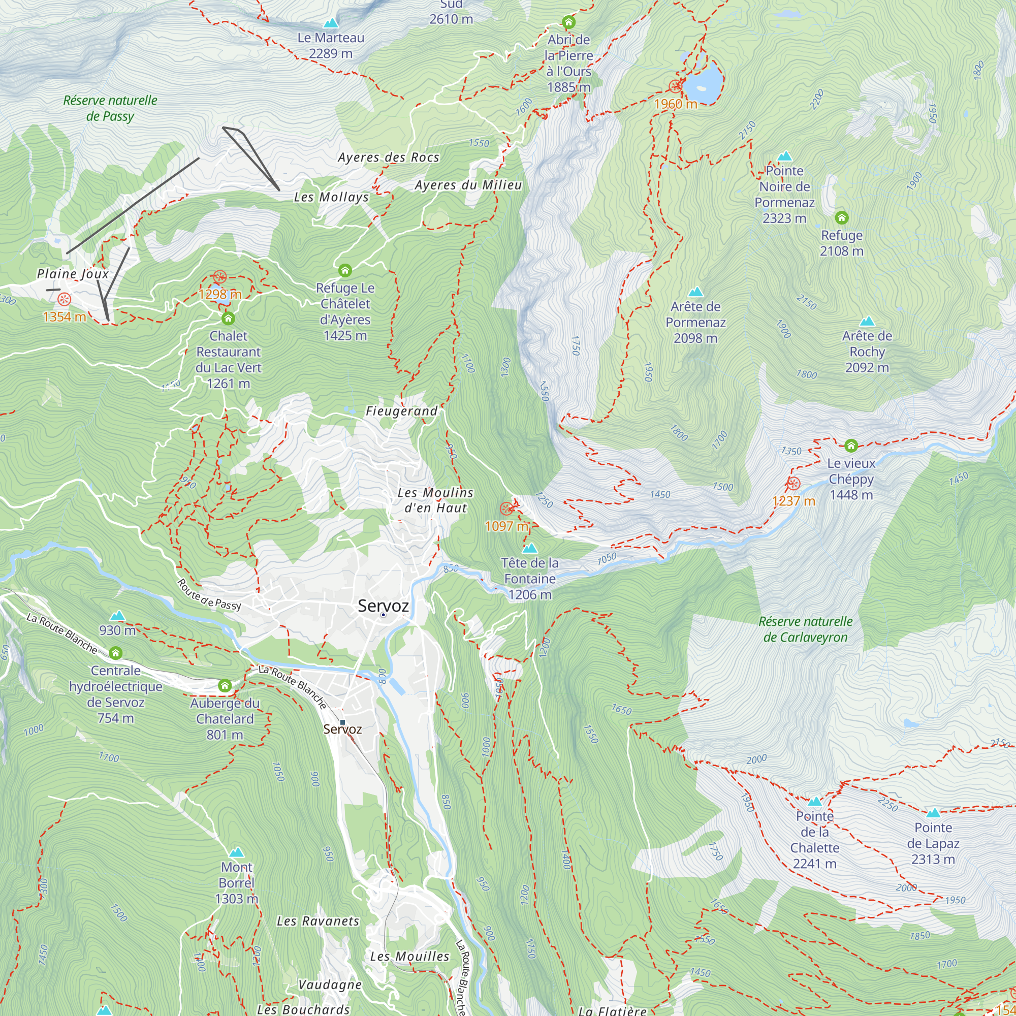 Chalet Tête de la Fontaine map