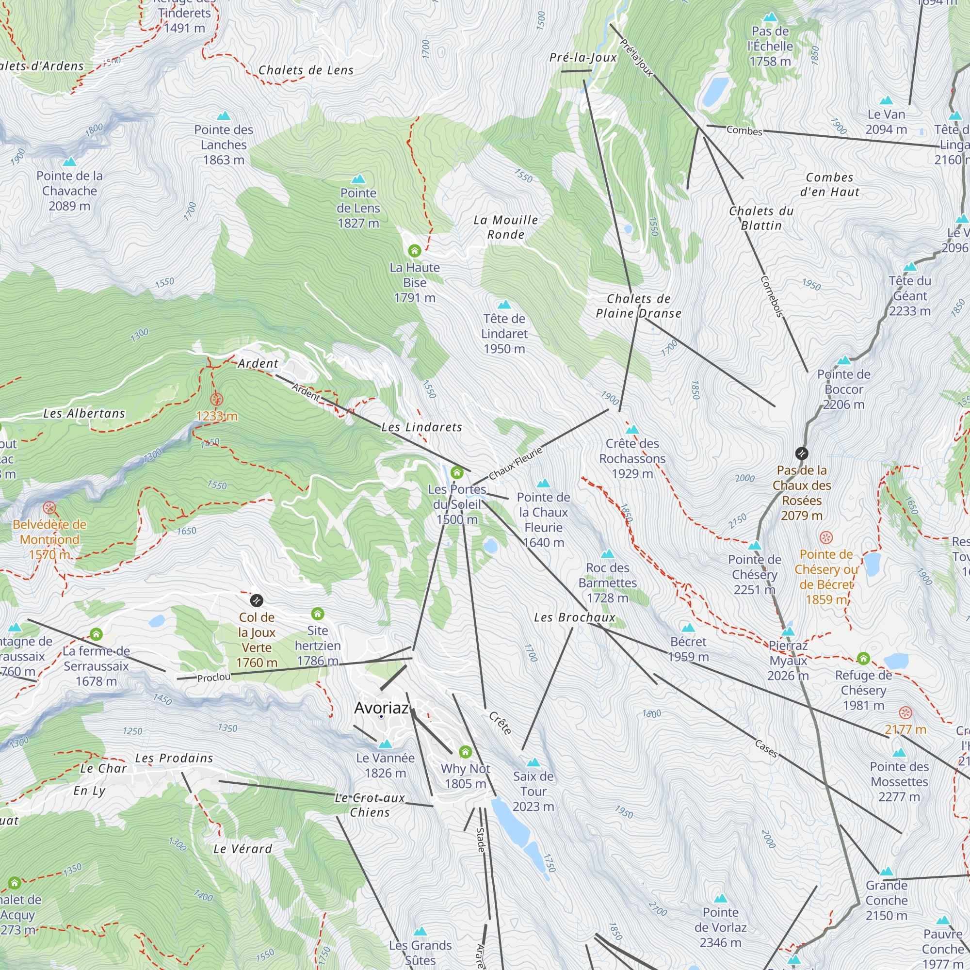 Les Alpages sur les pistes map