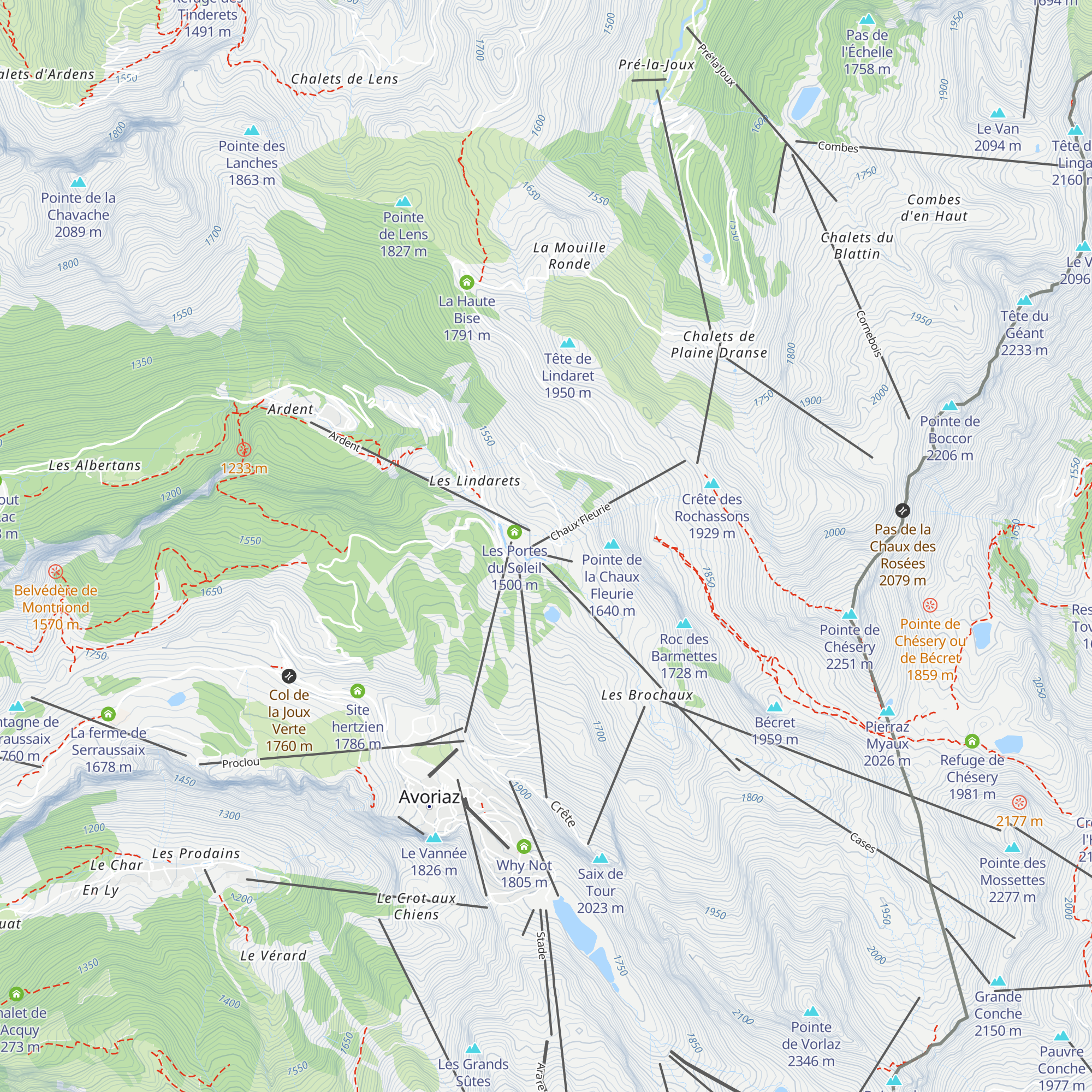 Les Alpages sur les pistes map