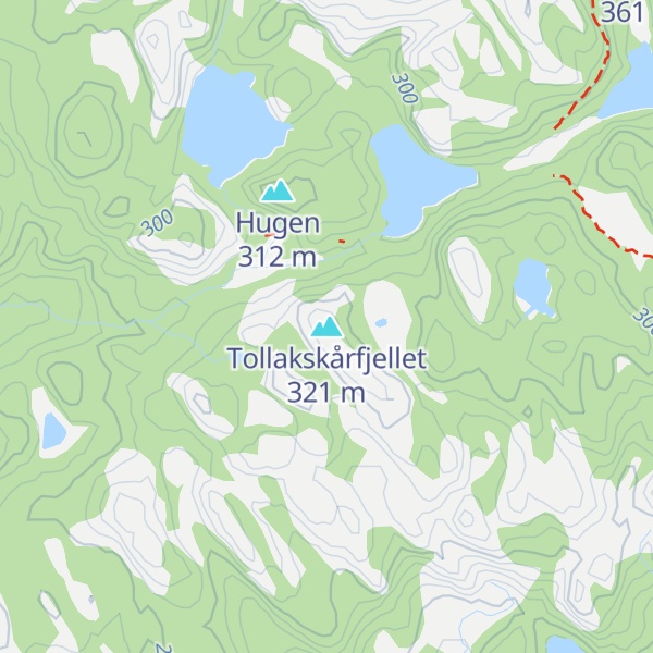 Map of Tollakskårfjellet