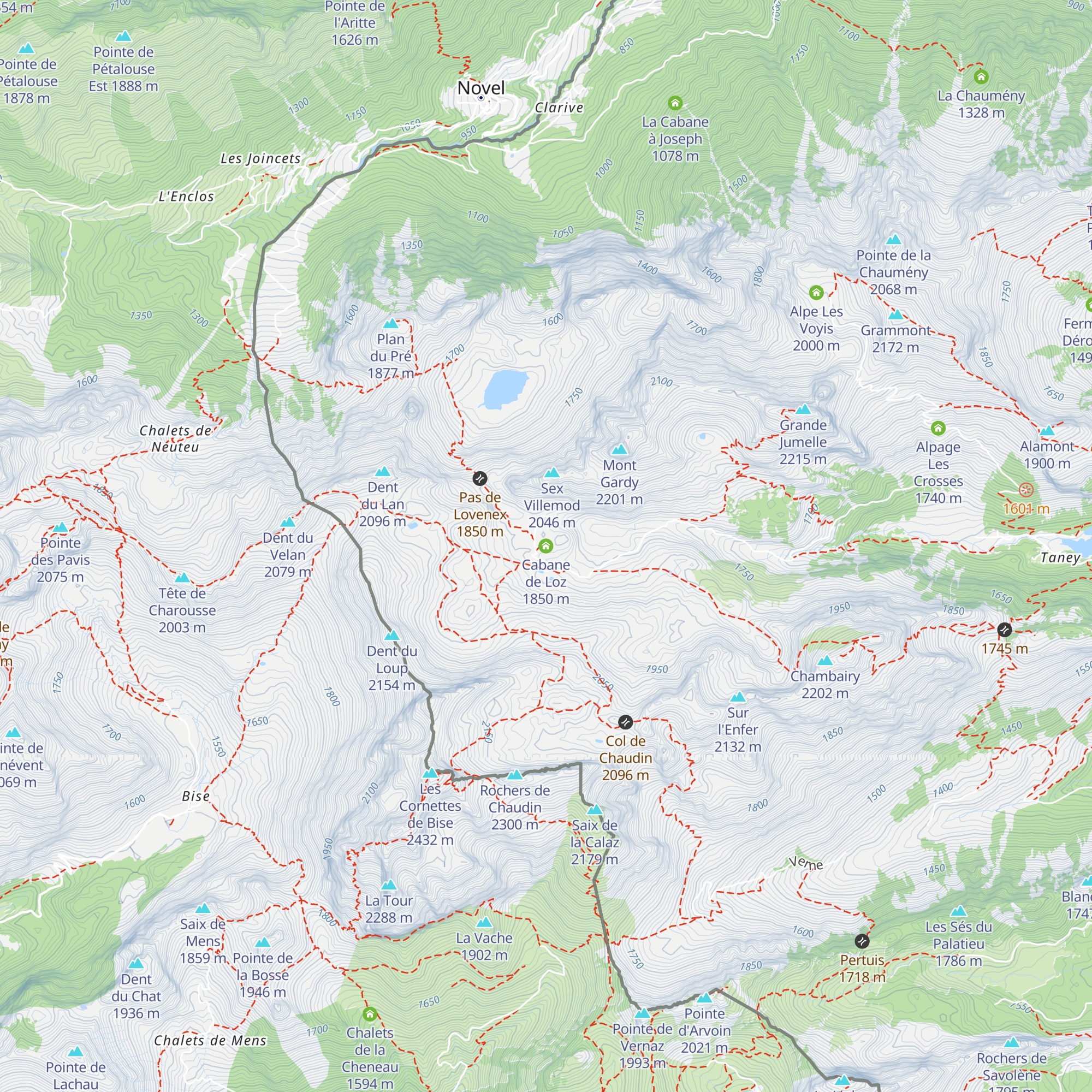 Cabane de Loz map