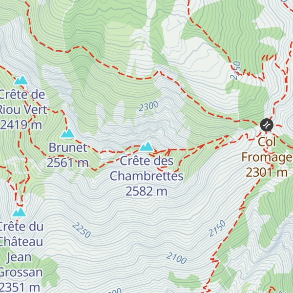 Map of Crête des Chambrettes