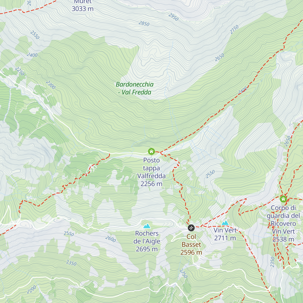 Posto tappa Valfredda map