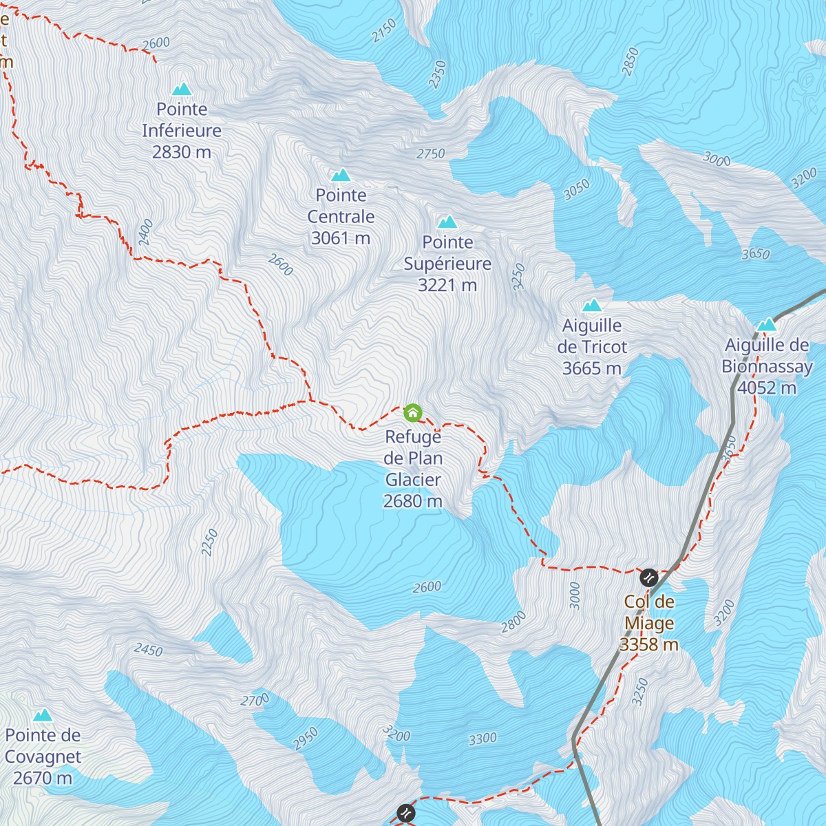 Refuge de Plan Glacier map