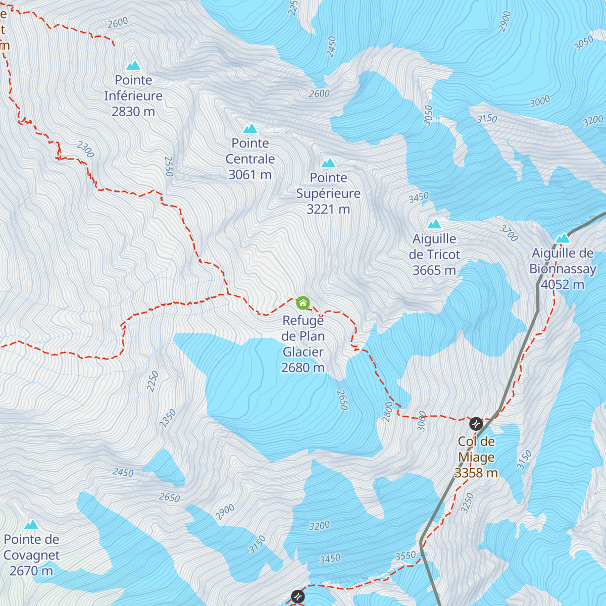 Refuge de Plan Glacier map
