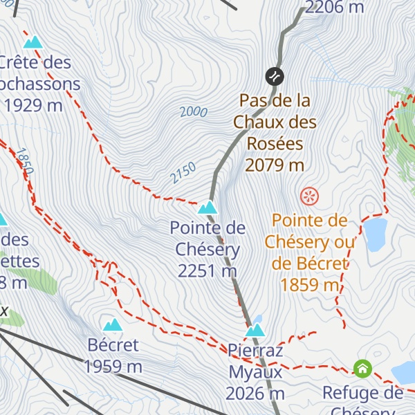 Map of Pointe de Chésery