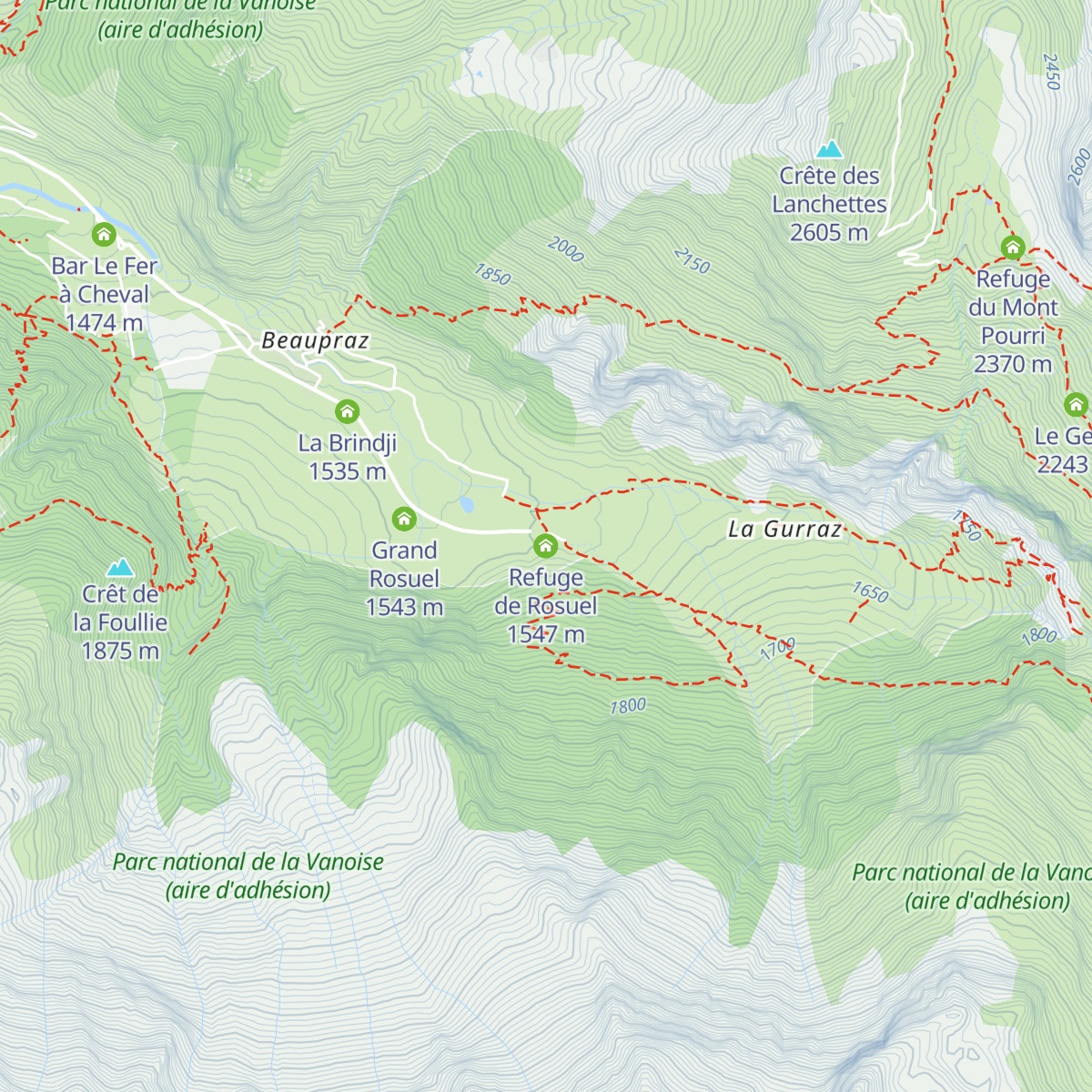 Refuge de Rosuel map