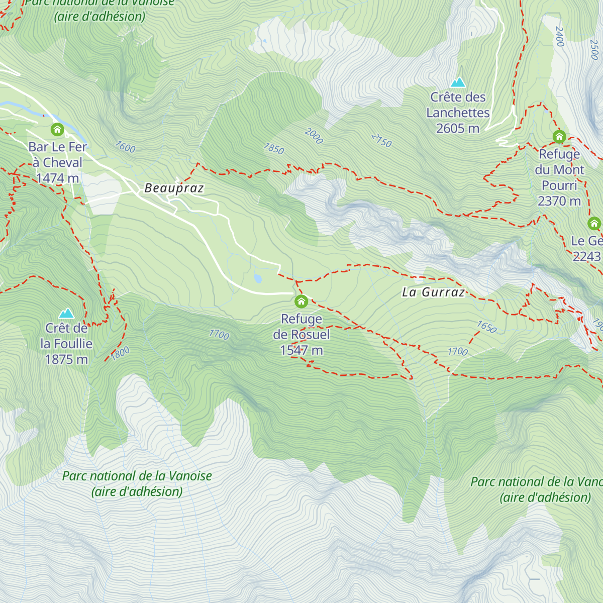 Refuge de Rosuel map
