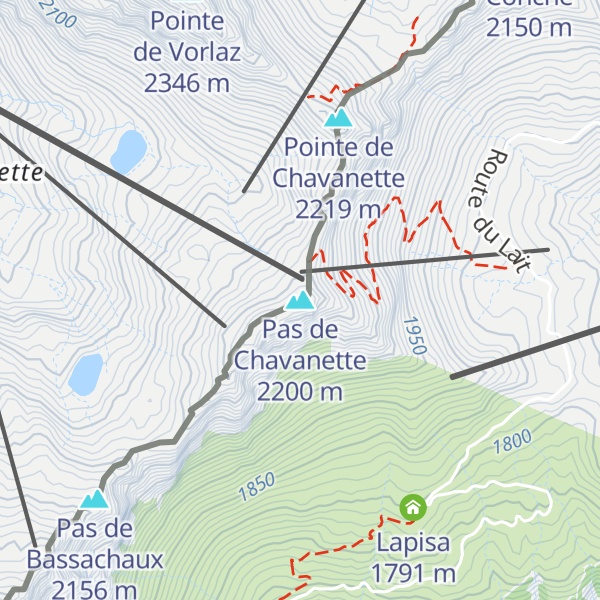 Map of Pas de Chavanette