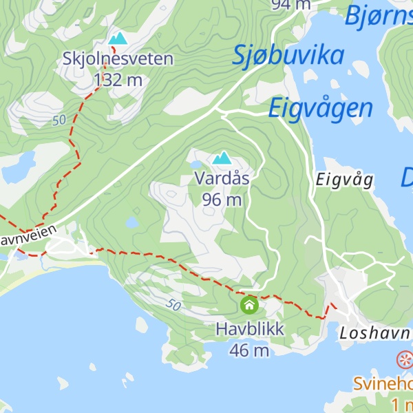 Map of Sønderhallsheia