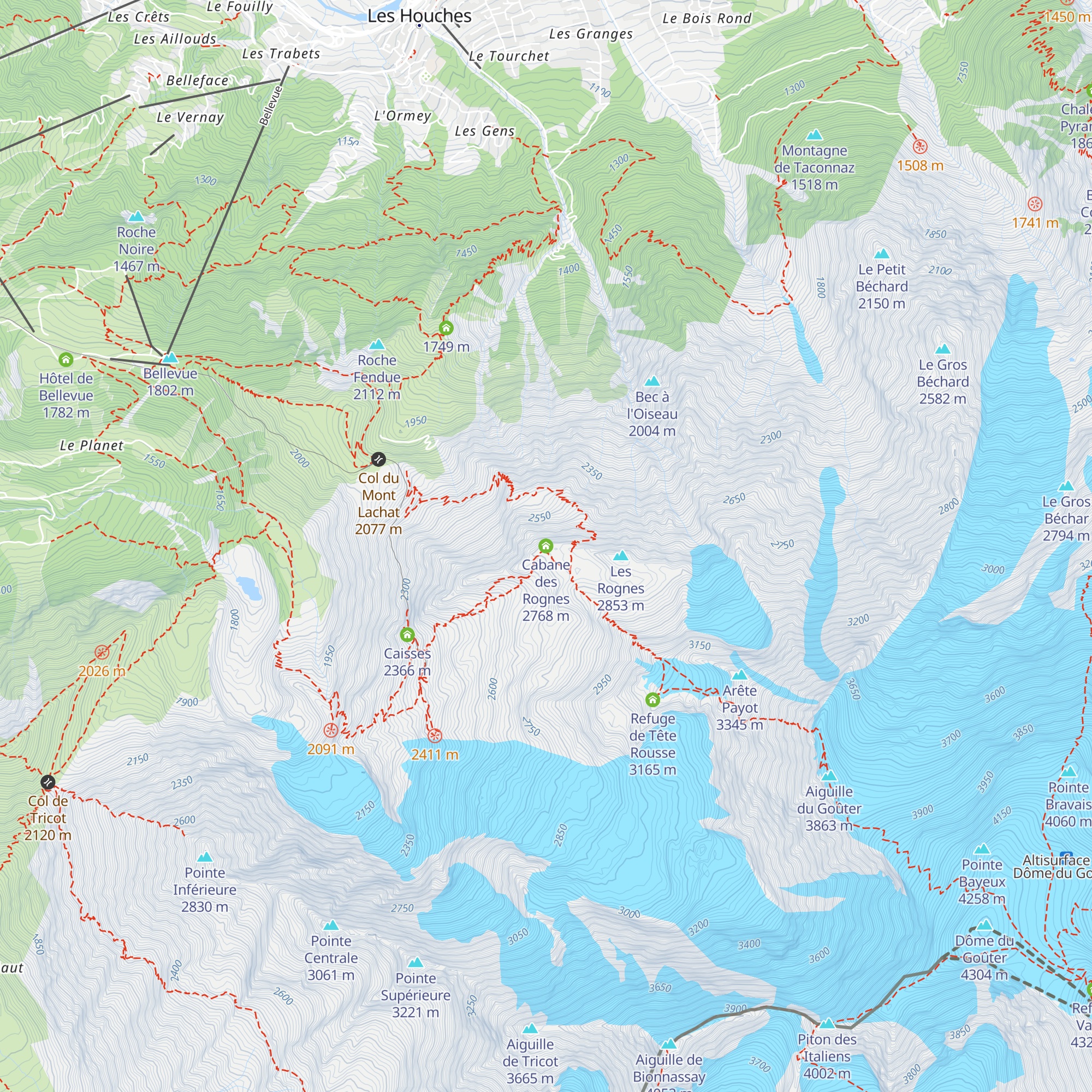 Cabane des Rognes map