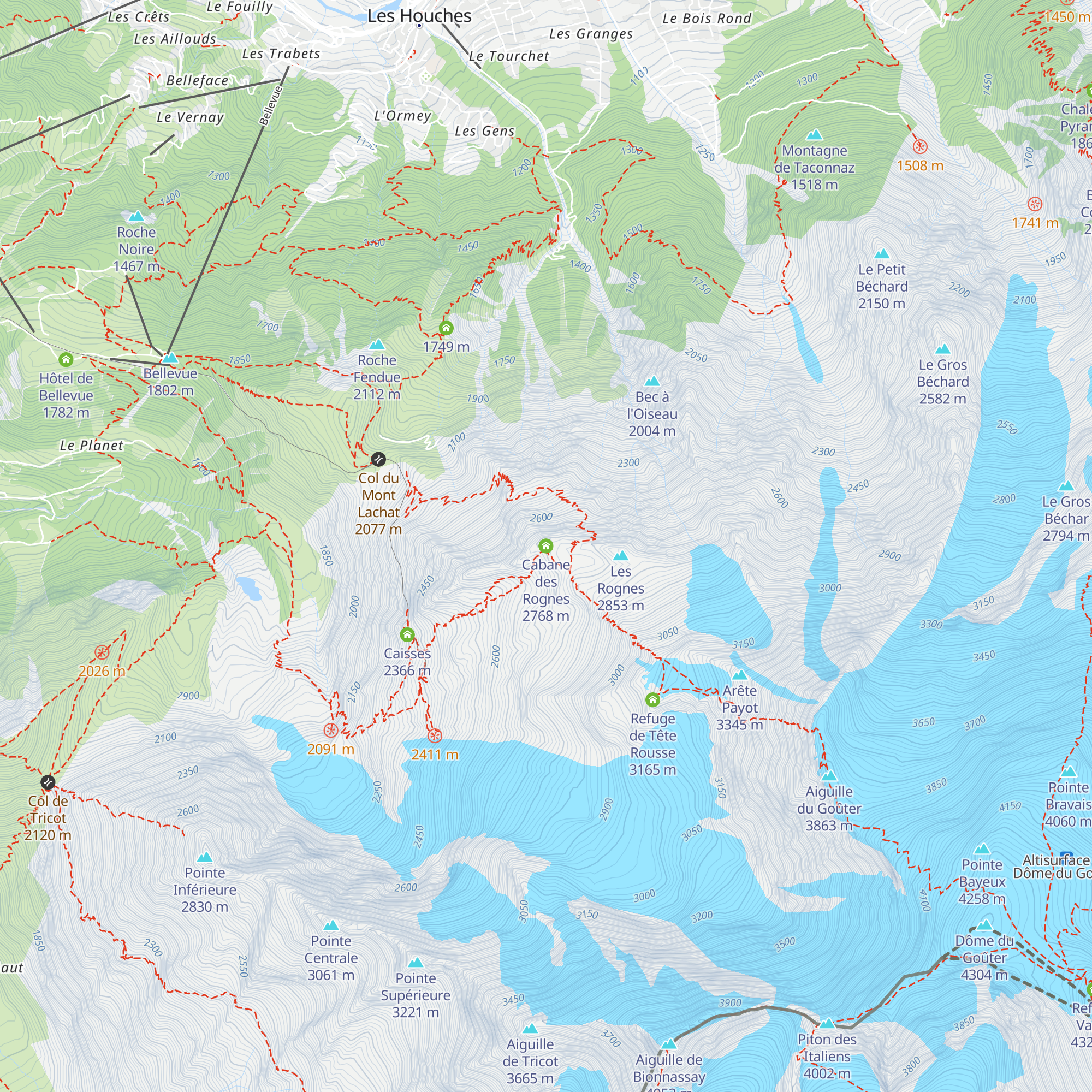 Cabane des Rognes map