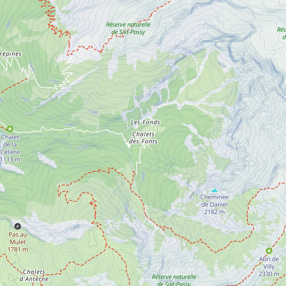 Refuge des Fonts map