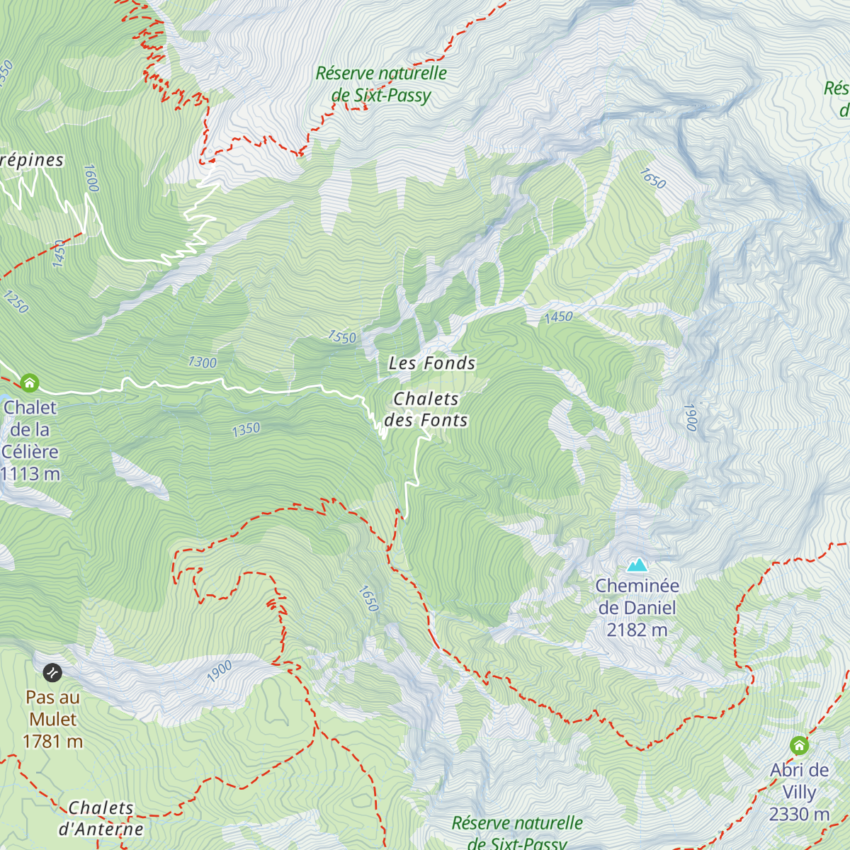 Refuge des Fonts map