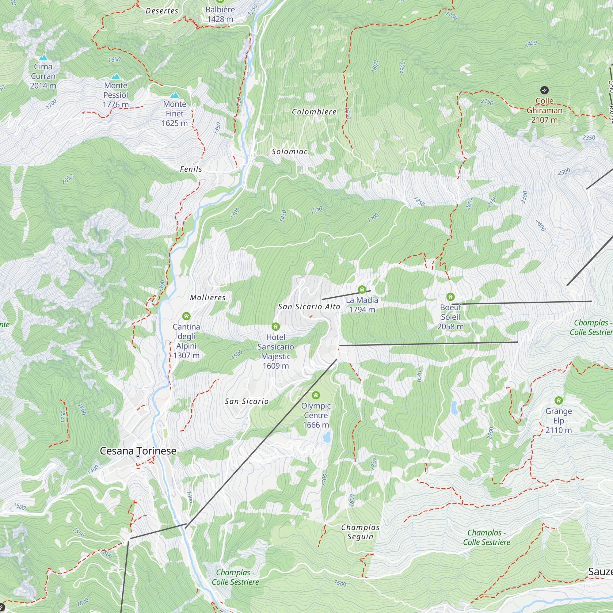 Funicolare di Sansicario - Stazione Ovest map
