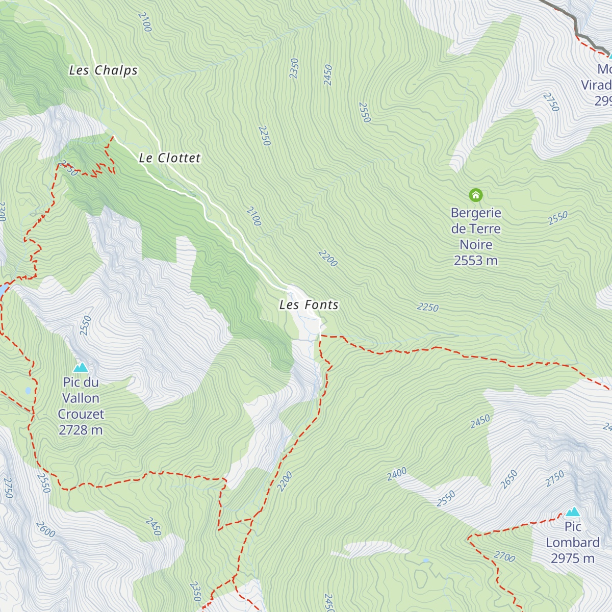 Refuge des Fonts de Cervières map