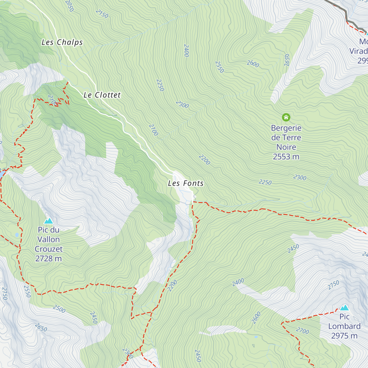 Refuge des Fonts de Cervières map