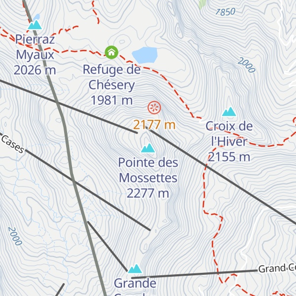 Map of Pointe des Mossettes