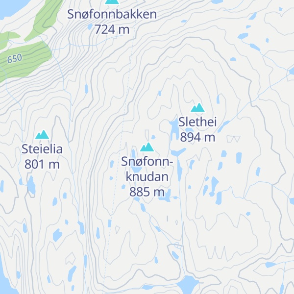 Map of Snøfonn-knudan