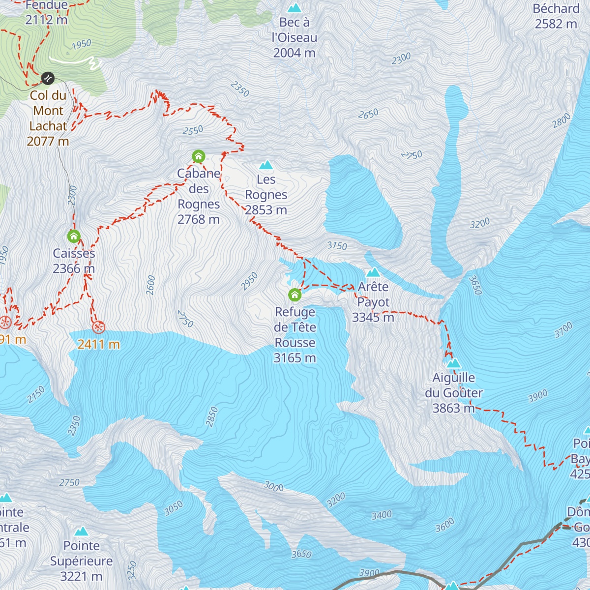 Refuge de Tête Rousse map