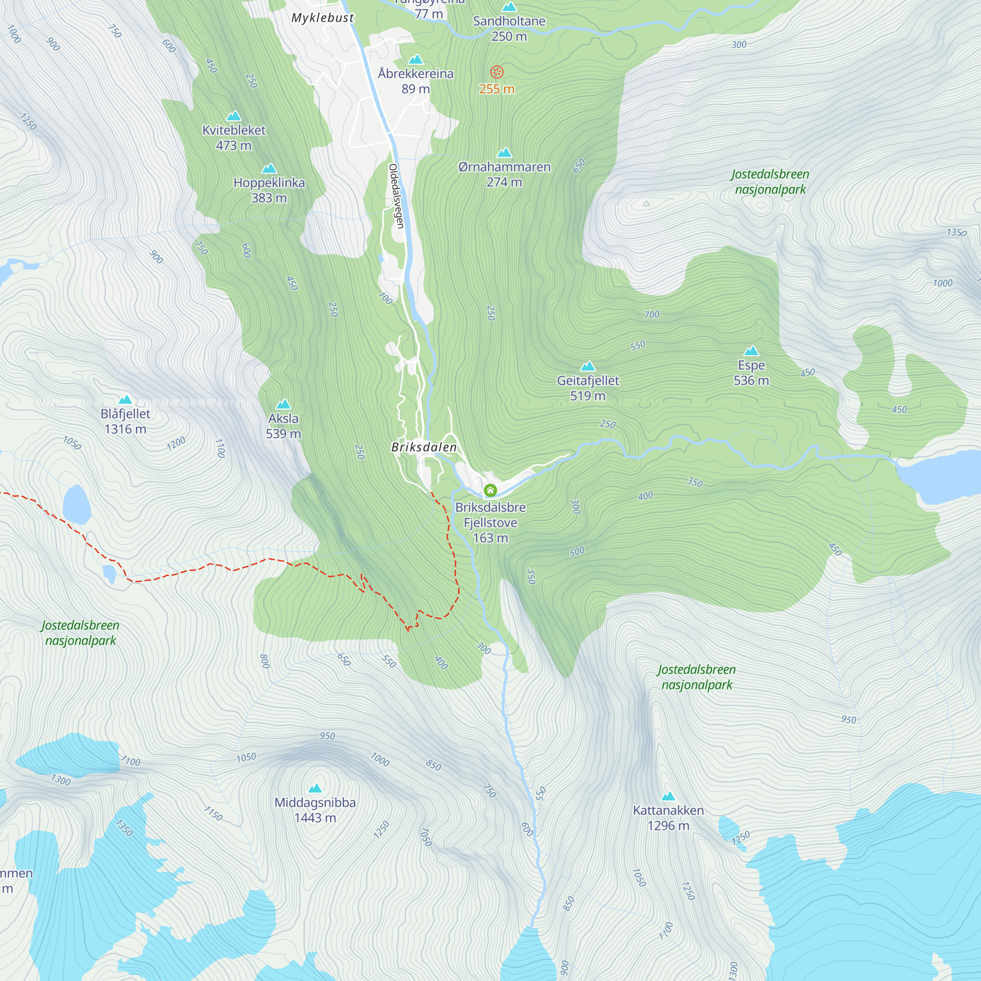 Briksdalsbre Fjellstove map
