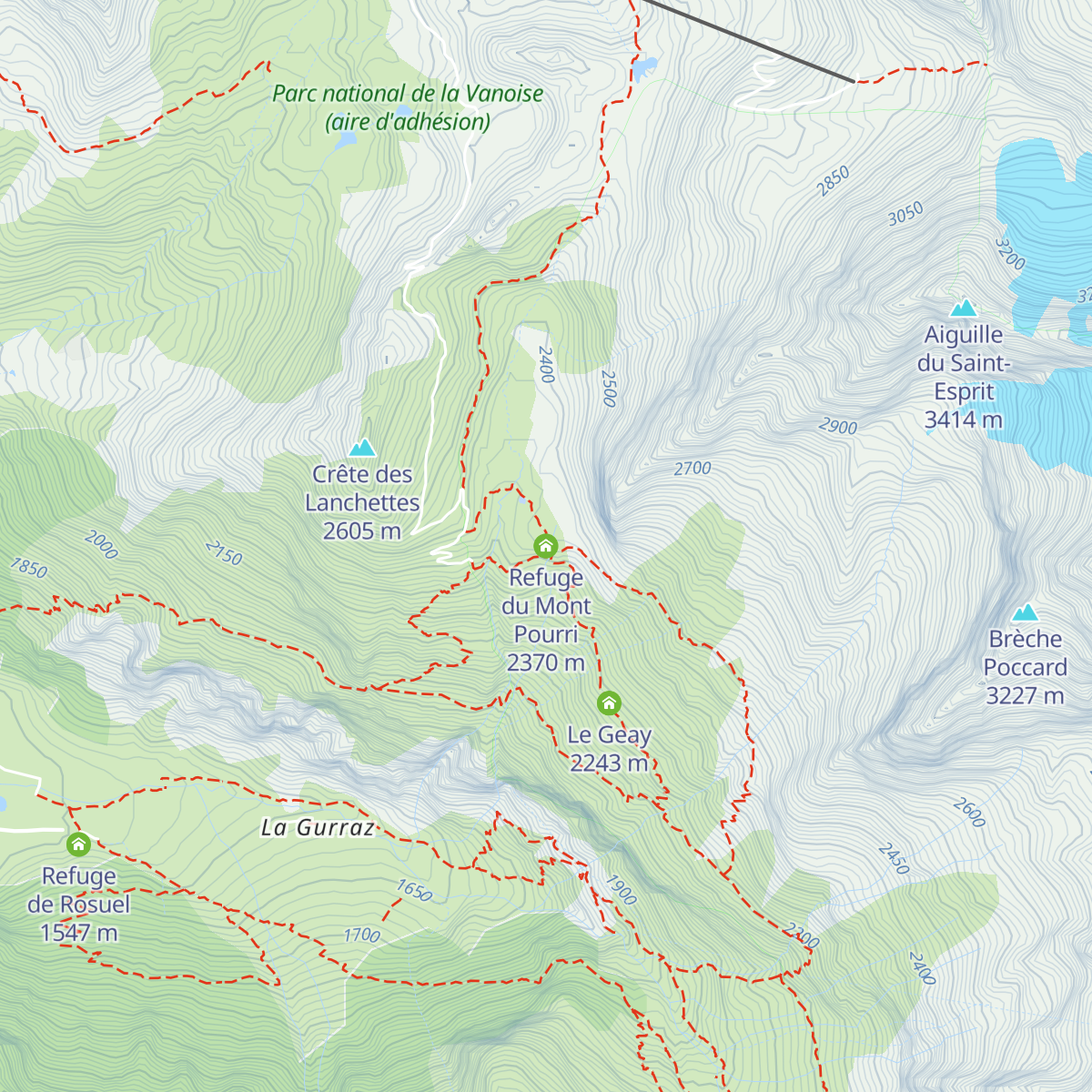 Refuge du Mont Pourri map