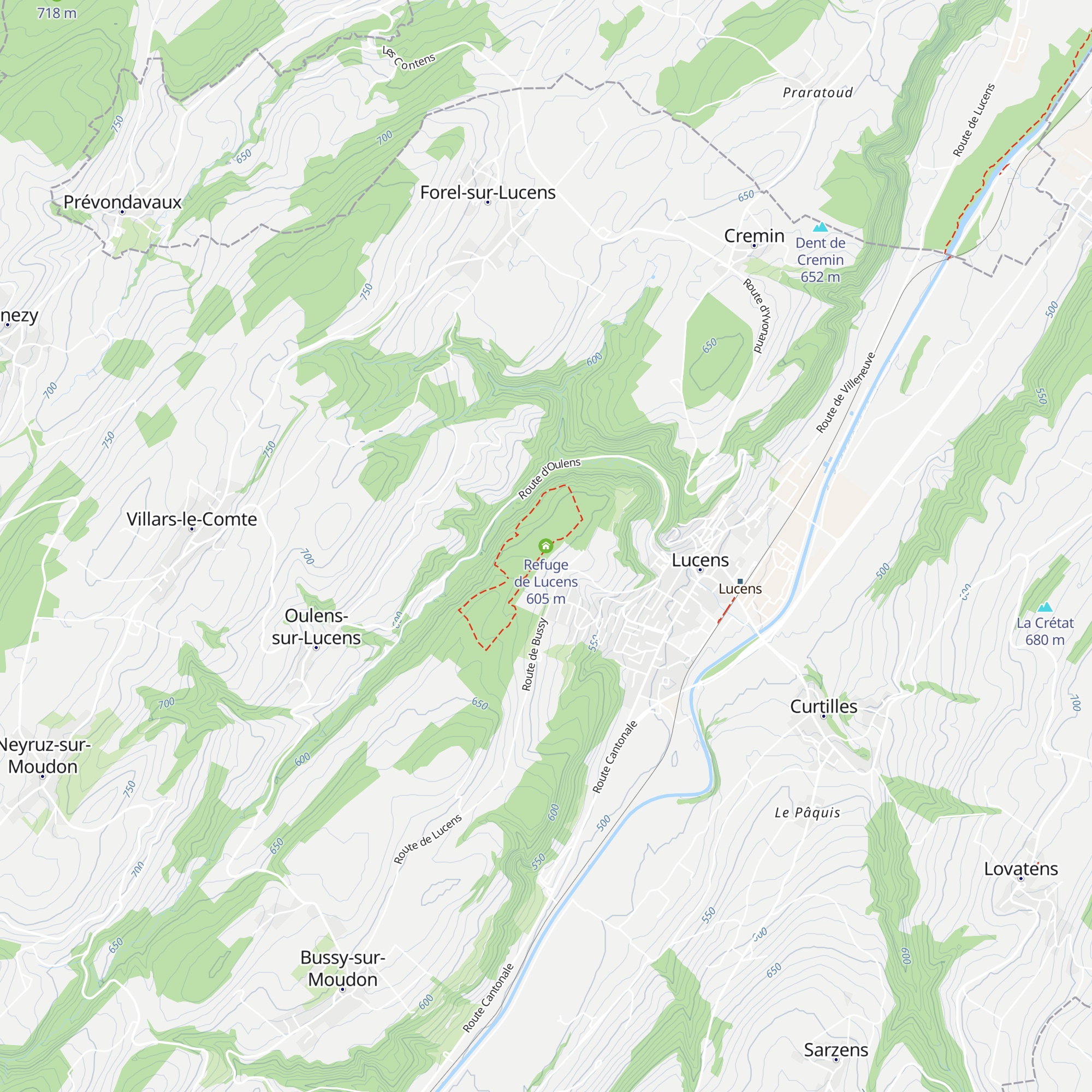 Refuge de Lucens map