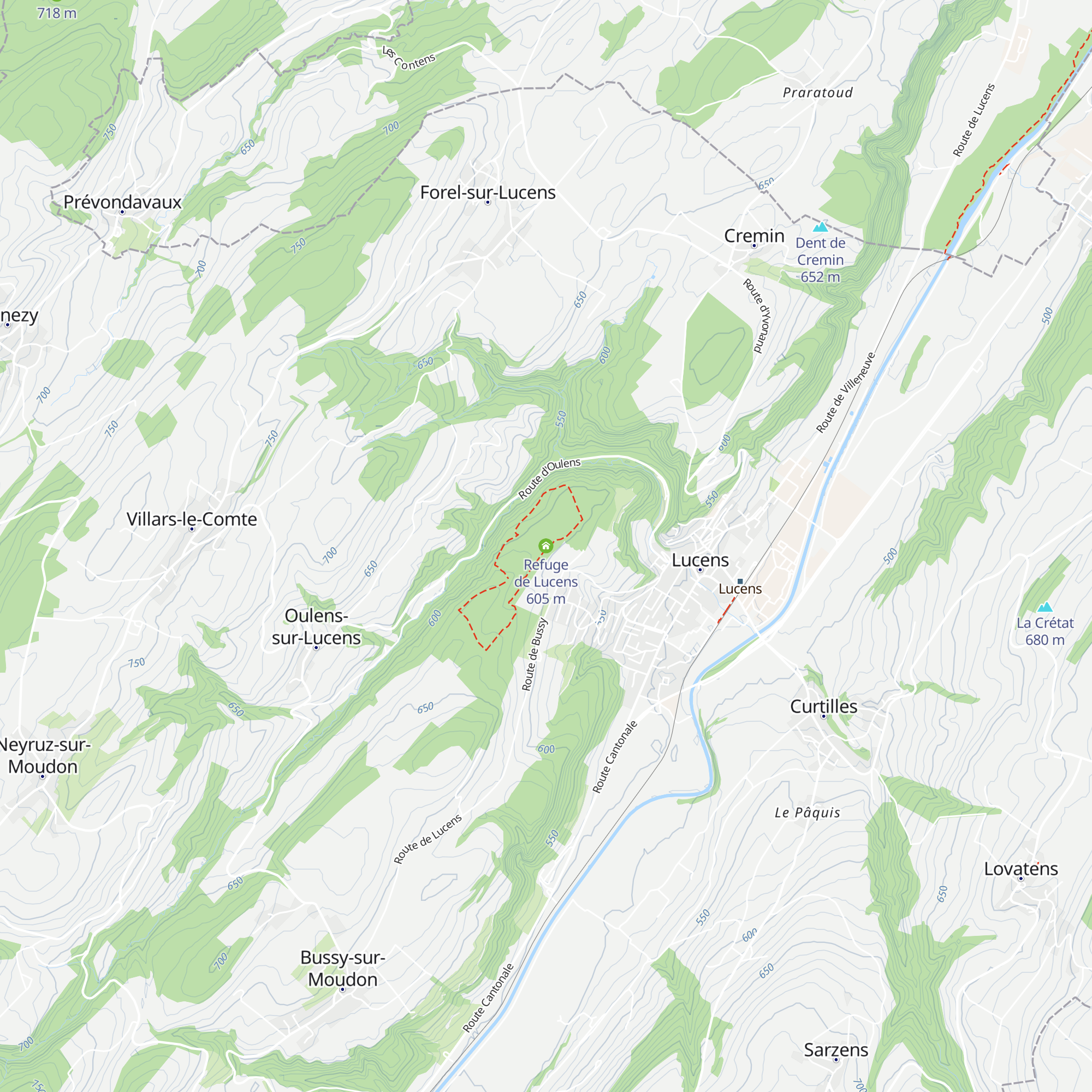 Refuge de Lucens map